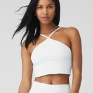 ALO Yoga Goddess Ribbed Cross Crop Top -L *NWOT*